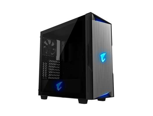 Case Gigabyte Ac300g S/fuente (gb-ac300g) Panel De Vidrio, Led Argb, Negro Con Gris