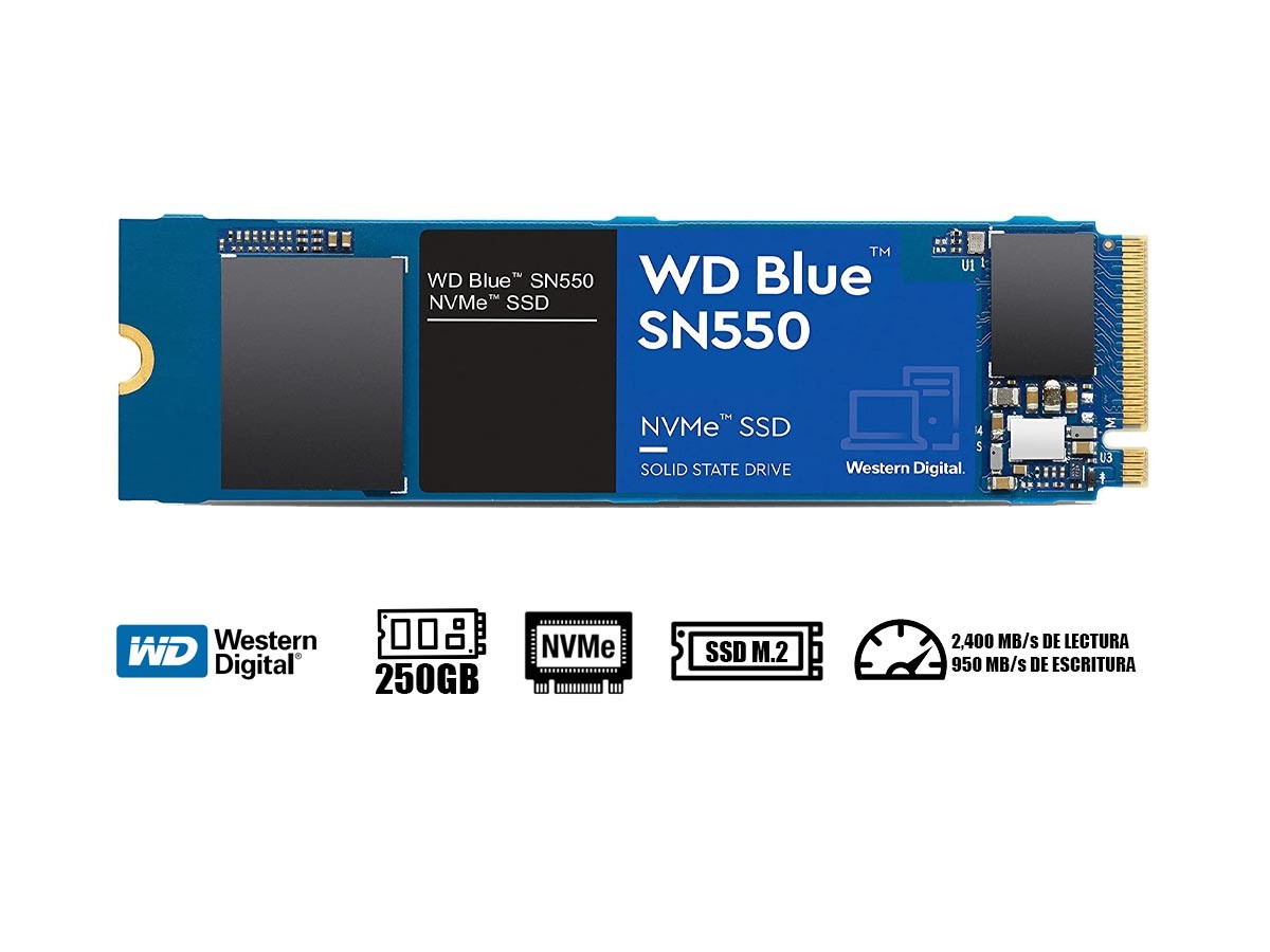 Disco Ssd M.2 Wd Blue Sn550 250gb Nvme 2400mb/s