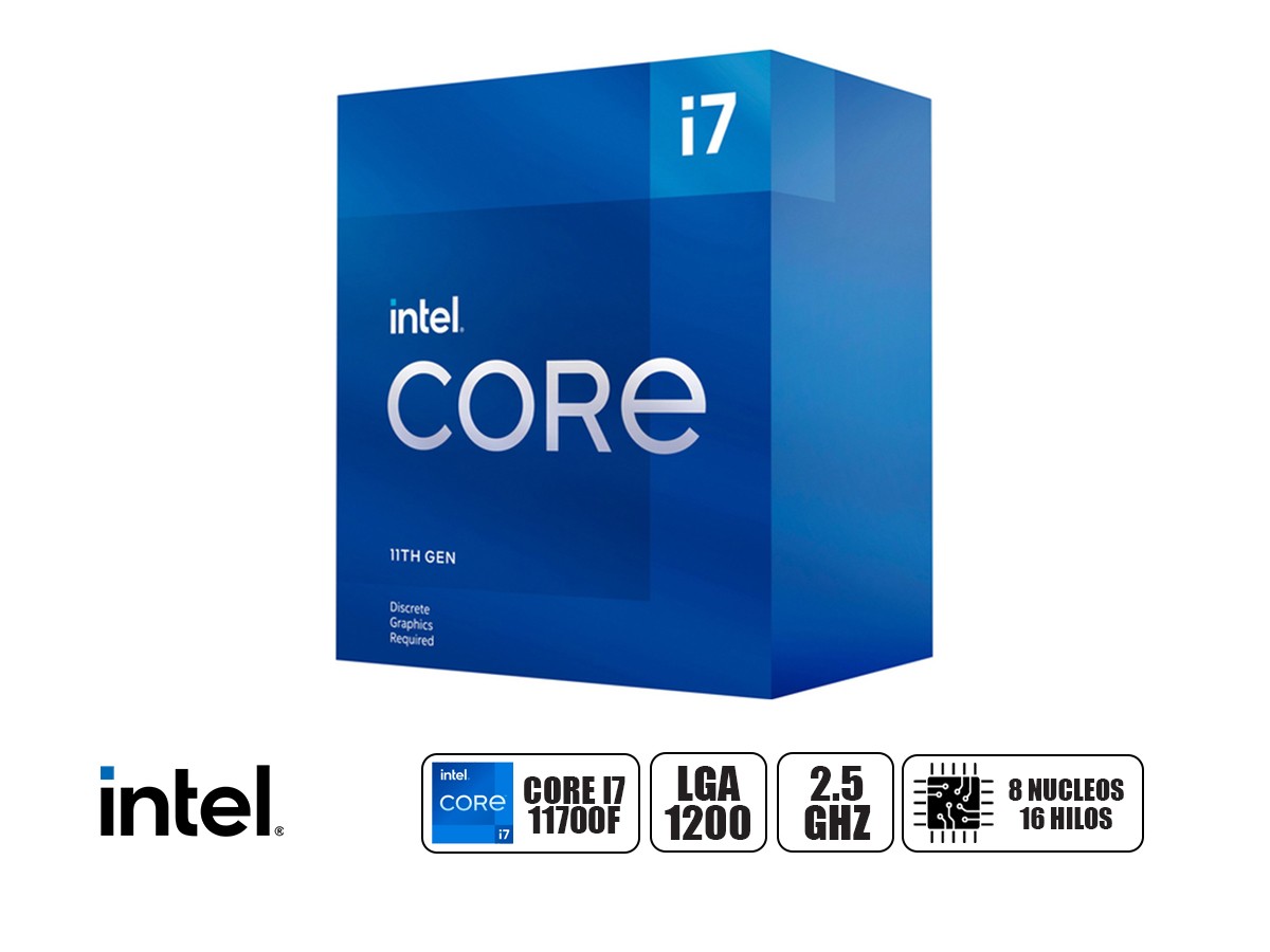 PROCESADOR INTEL CORE I7 11700F 2.5 GHZ HASTA 4.9 GHZ, 16MB, 8