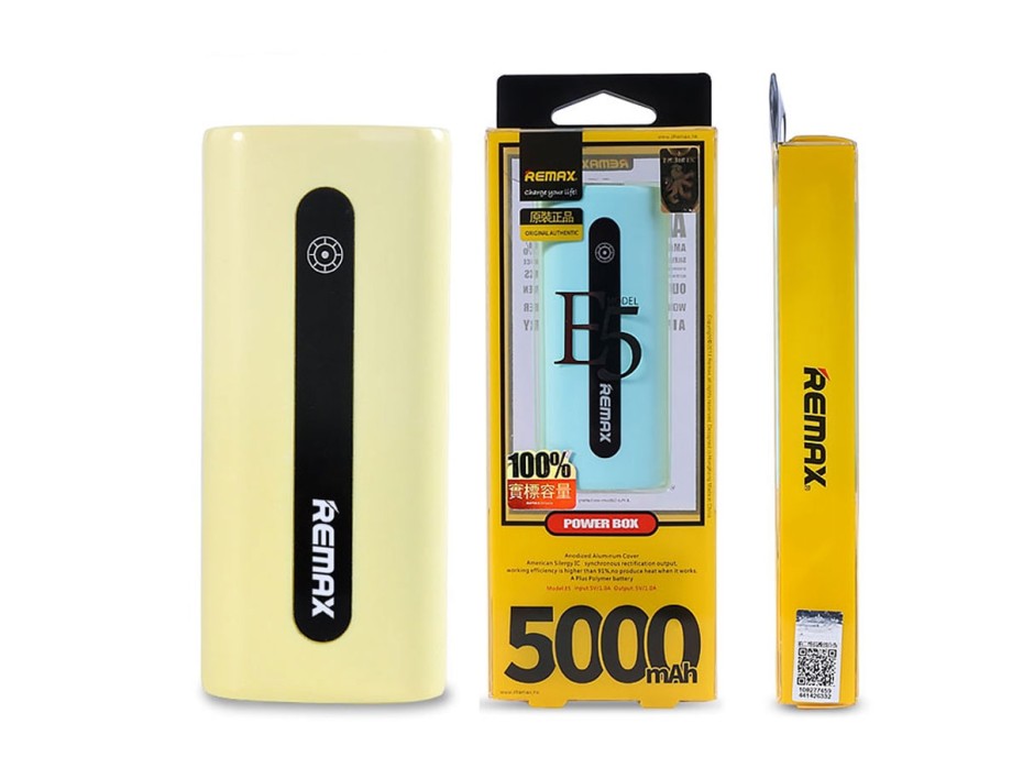 Bateria Power Bank Remax Portable, 1 Puerto Usb, 1puerto Micro Usb, Bateria 5000mah, Tablet, Ipad, Ipod, Smartphone, Color Amarillo (rpl-2)