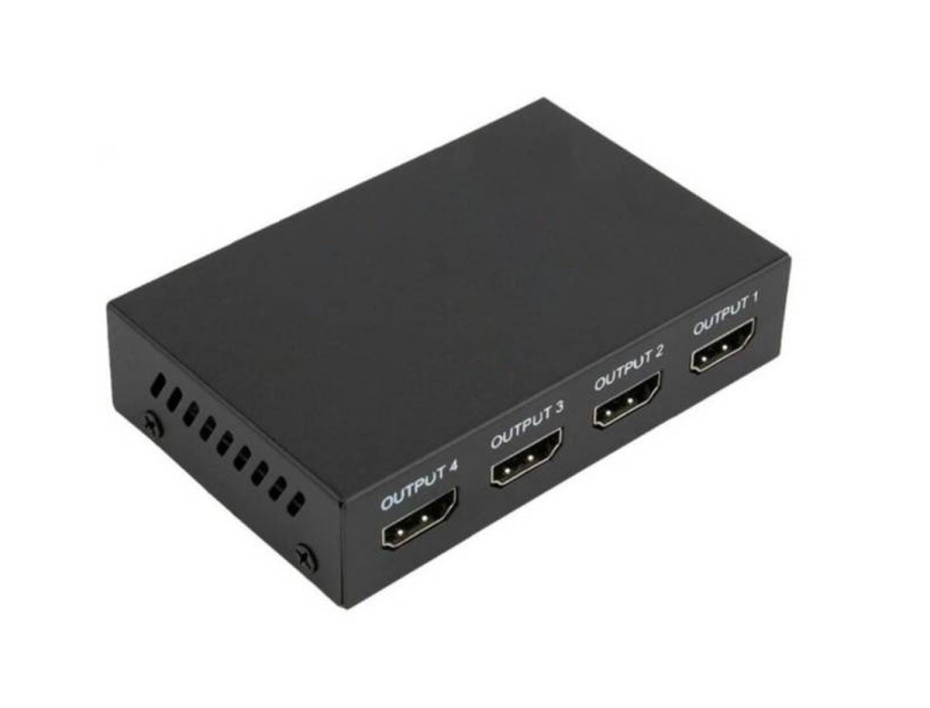 Adaptador Hub Con 4 Puertos Hdmi Hembra, Generico, Indicador De Luz Led, Color Negro (cy10)