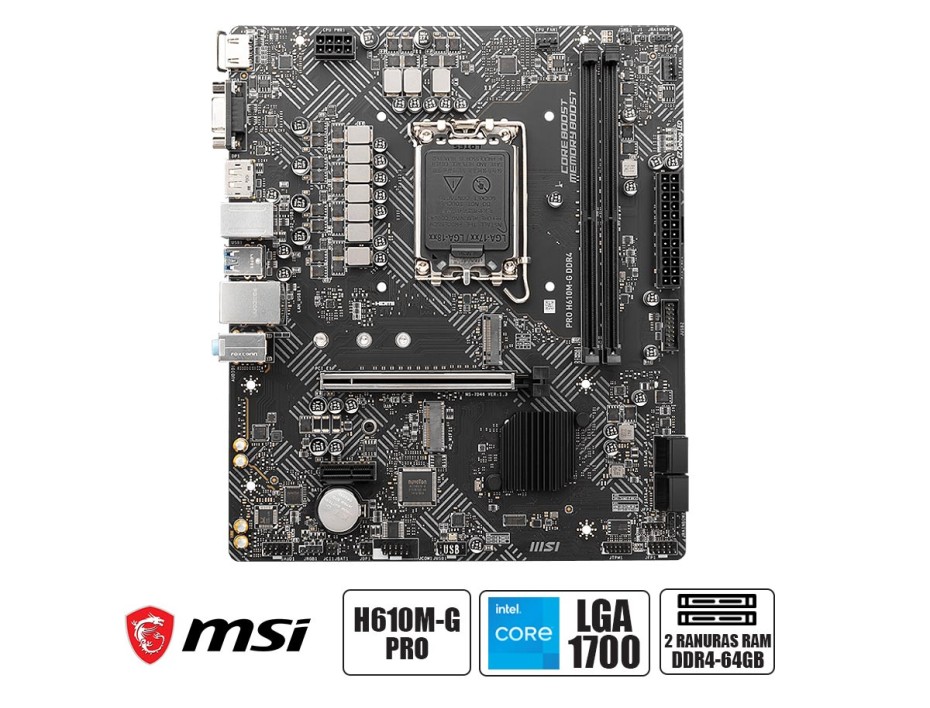 Placa Madre Msi H610m-g Pro Ddr4 (911-7d46-013) Socket Lga 1700, Ram Ddr4 Buss 3200mhz, 12va Gen