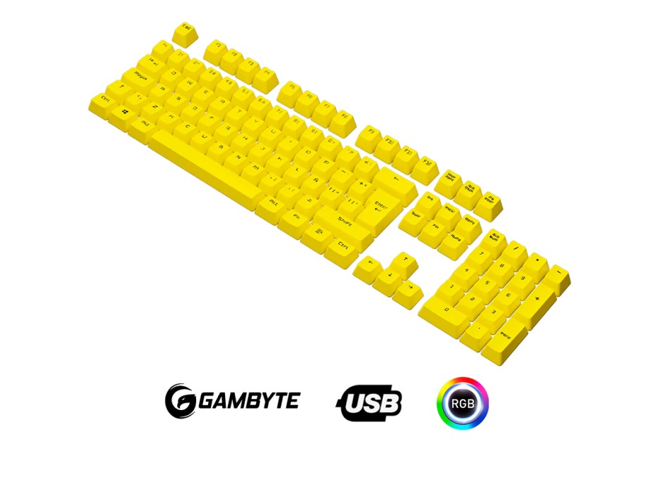 Set De Teclado Emc2 Vsg Stardust, 105 Teclas Yellow Doble Inyeccion Oen (vg-kc207-ylw)