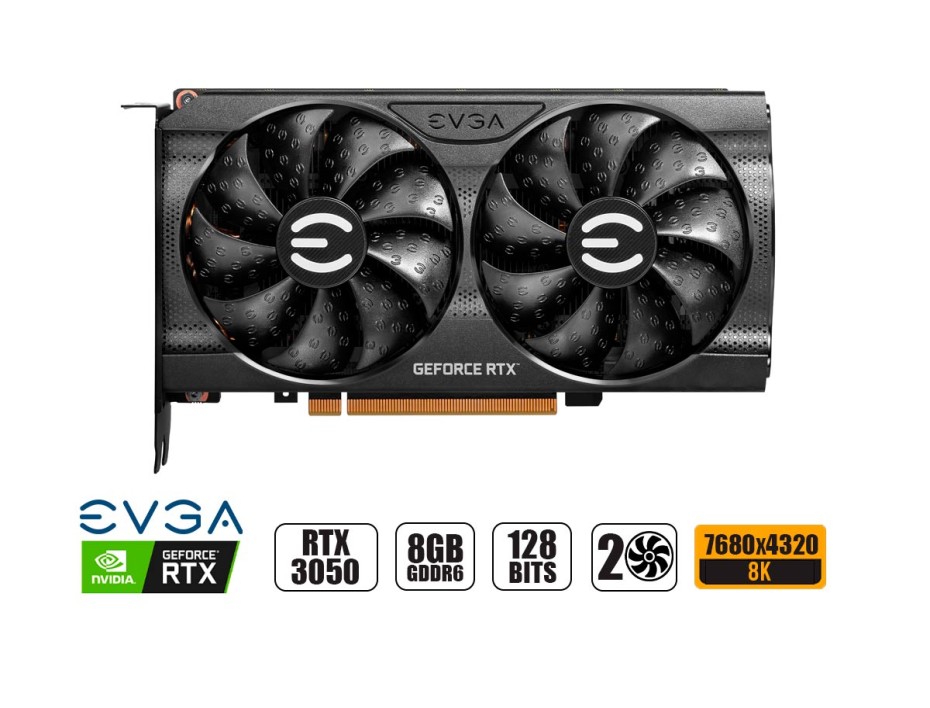 TARJETA DE VIDEO EVGA RTX 3050 8GB GDDR6 NVIDIA XC 128BITS ( 08G-P5-3553-KR )