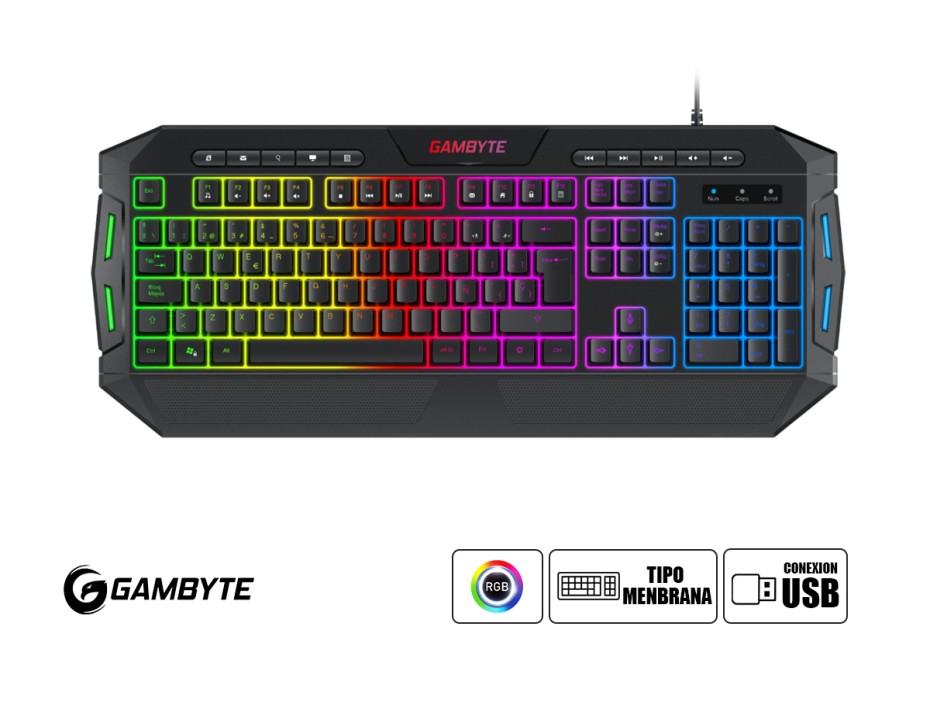 Combo 4 En Uno Gambyte Gryphus-h (gi-gryphus-h) Teclado Led Rgb, Mouse Led Rgb, Auricular Led Rgb, Pad Mouse, Negro