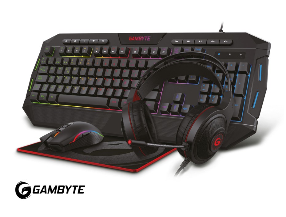 Combo 4 En Uno Gambyte Gryphus-h (gi-gryphus-h) Teclado Led Rgb, Mouse Led Rgb, Auricular Led Rgb, Pad Mouse, Negro