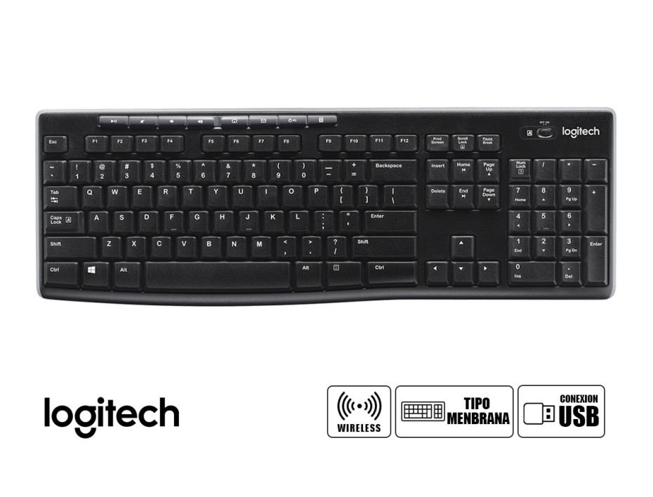 Combo 2 En Uno Logitech Inalambrico Mk270 (920-004432) Teclado, Mouse, 1000 Dpi, Negro