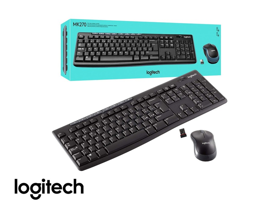 Combo 2 En Uno Logitech Inalambrico Mk270 (920-004432) Teclado, Mouse, 1000 Dpi, Negro