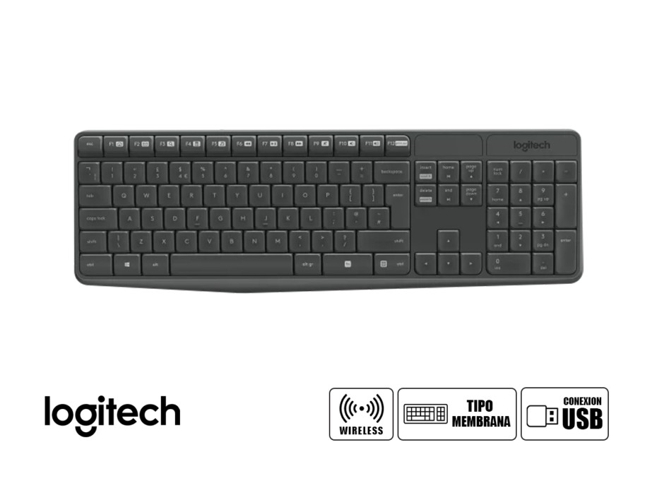 Combo 2 En Uno Logitech Inalambrico Mk235 (920-007901) Teclado, Mouse, 1000 Dpi, Negro