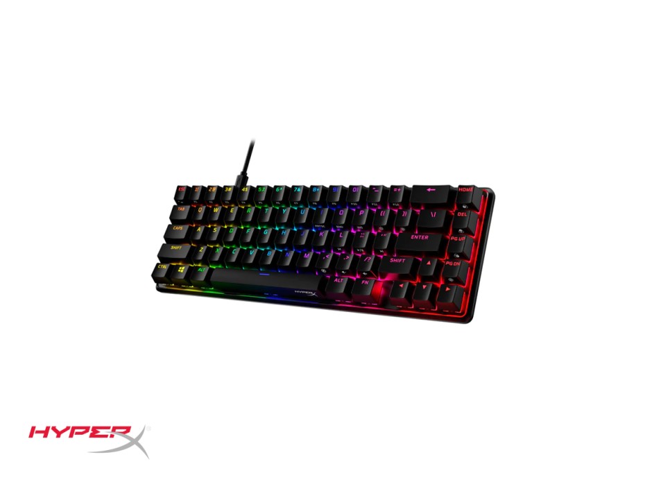 Teclado Hyperx Alloy Origins Switch Blue, Con Retroiluminacion Rgb, Color Negro (4p5p0ai#ac8)