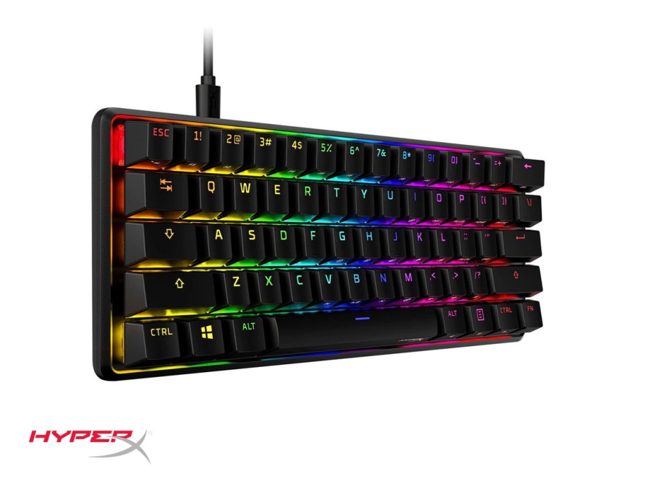 Teclado Hyperx Alloy Origins Switch Blue, Con Retroiluminacion Rgb, Color Negro (4p5p0ai#ac8)