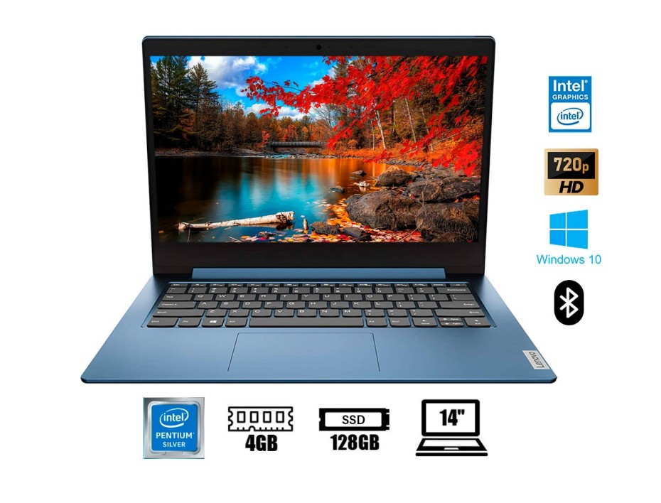 Laptop Lenovo Dual Core N5030 Ideapad 1 14igl05 (81vu000jus) Pantalla 14" Hd, Ram 4gb, Ssd 128gb, Windows 10, Us., 10gen.