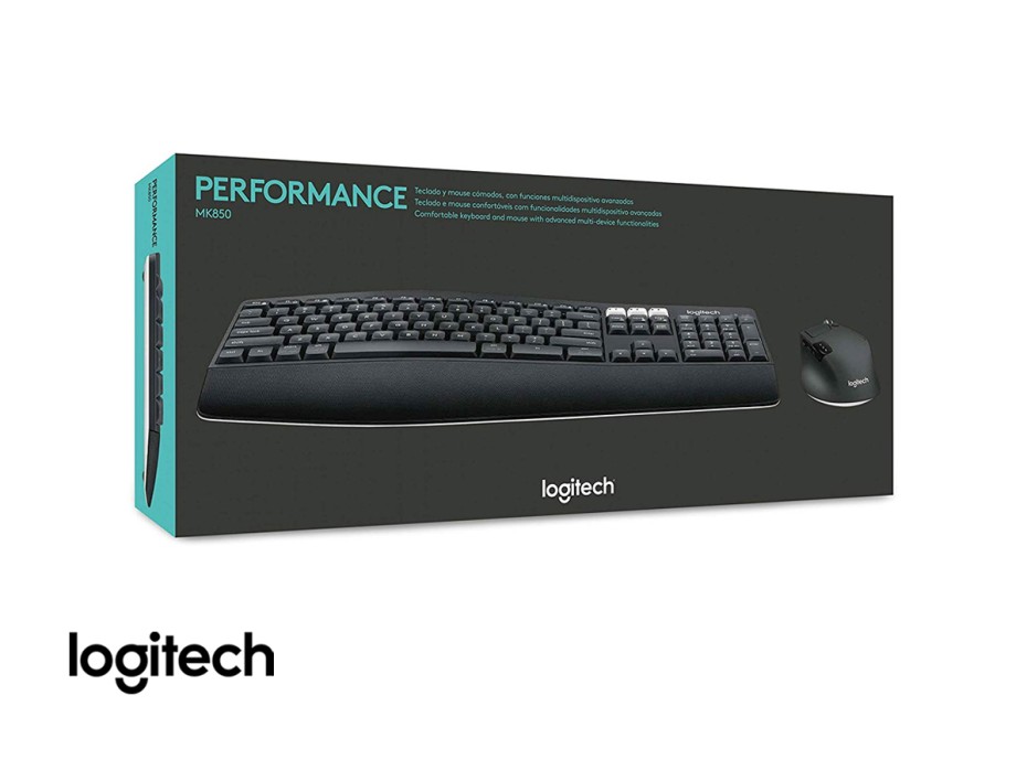 Combo 2 En Uno Logitech Inalambrico Performance Mk850, Teclado Bluetooth Smart, Mouse 8 Botones Sensor Hasta 1000 Dpi, Color Negro (920-008659)