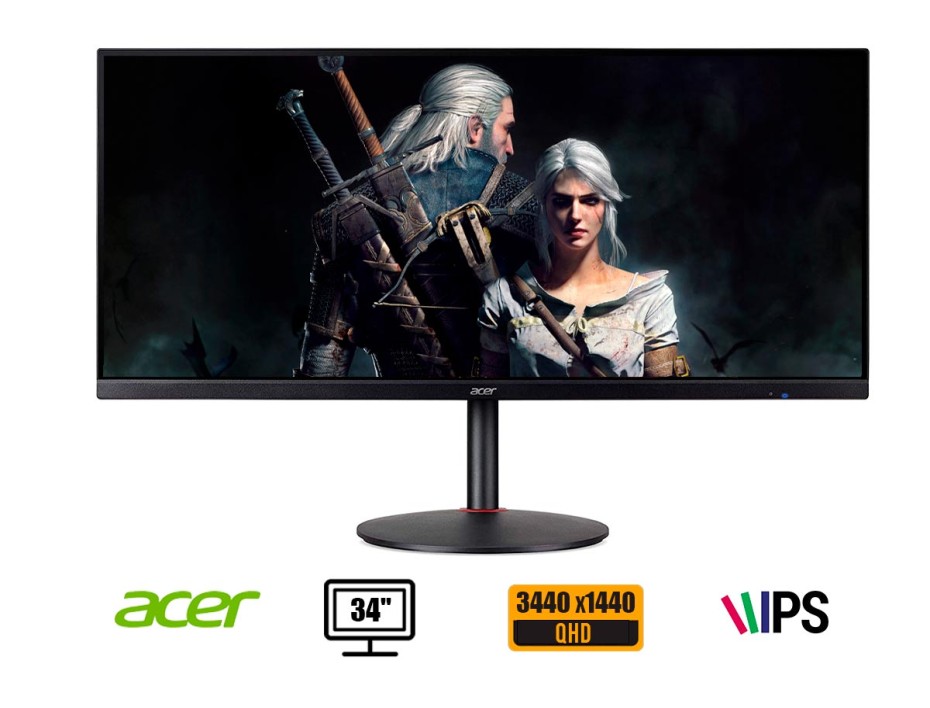 MONITOR ACER 34 PULGADAS, GAMING LED NITRO XV340CK IPS, 3440 X 1440, PUERTO 2 HDMI DISPLAYPORT, 1MS (UM.CX0AA.P05)