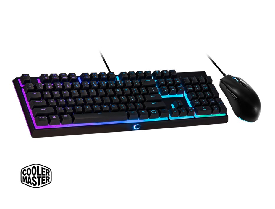 COMBO 2 EN UNO COOLER MASTER SET 111, TECLADO SEMI - MECANICO CON ILUMINACION LED RGB, MOUSE 6 BOTONES SENSOR HASTA 3200 DPI, INTERFAZ USB(MS-111-KKM)