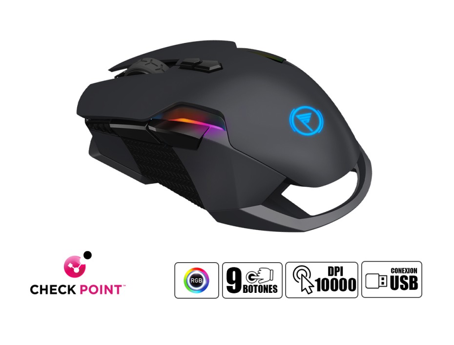 Mouse Checkpoint Mx300 Gaming (cp-ms-1003) Hasta 10.000 Dpi, 9 Botones, Rgb, Negro