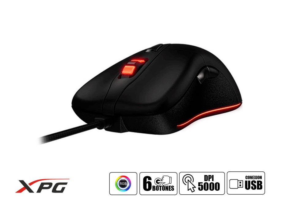 MOUSE XPG INFAREX M20 GAMING, SENSOR HASTA 5000 DPI, ILUMINACION RGB, CON 4 BOTONES, CONEXION USB, COLOR NEGRO (INFAREX M20)