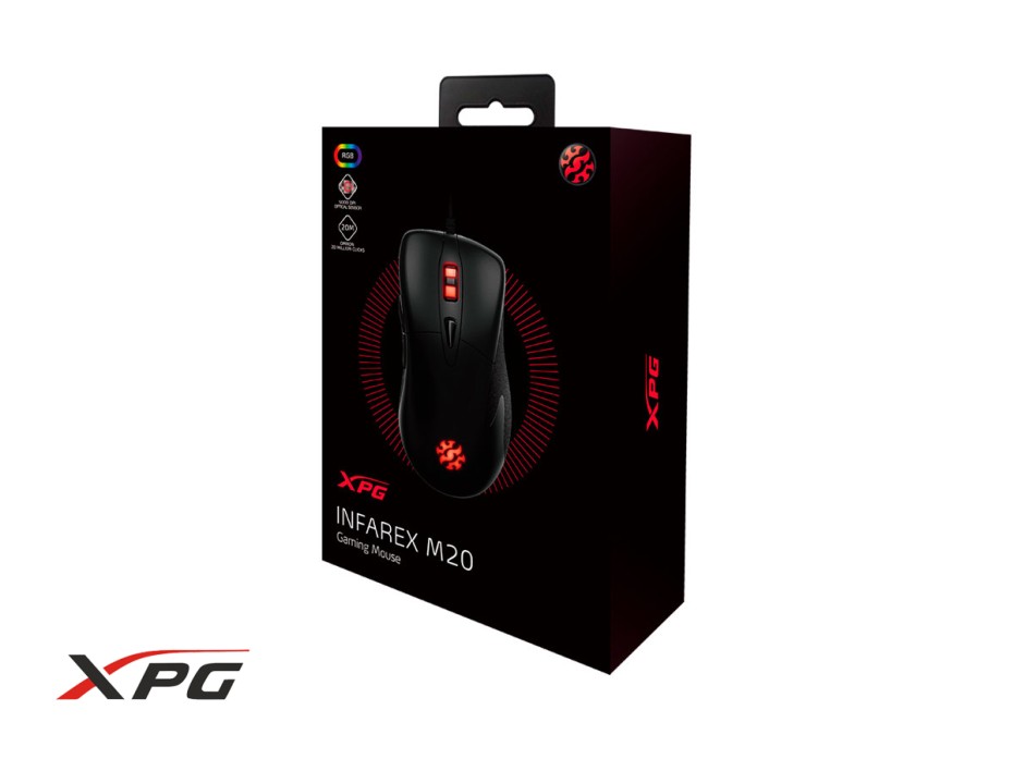 MOUSE XPG INFAREX M20 GAMING, SENSOR HASTA 5000 DPI, ILUMINACION RGB, CON 4 BOTONES, CONEXION USB, COLOR NEGRO (INFAREX M20)