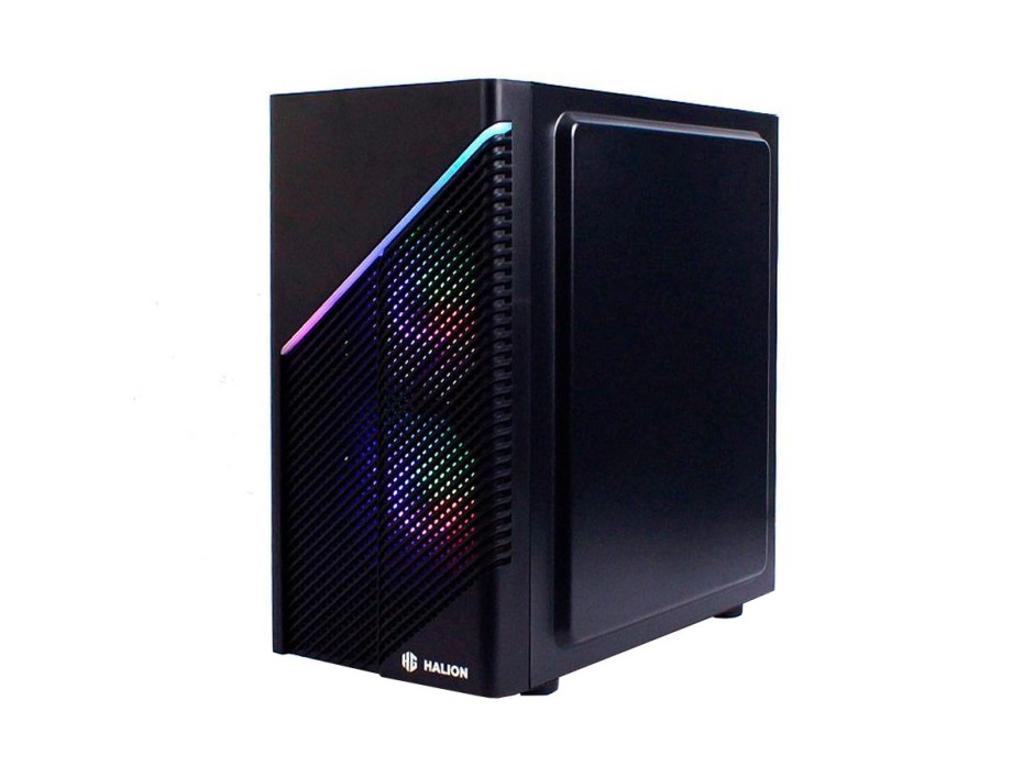 CASE HALION STAR M5 500W 1 PANEL VIDRIO 2, PANEL MALLA MIXTA , FAN LED - RGB (HA-STAR M5)