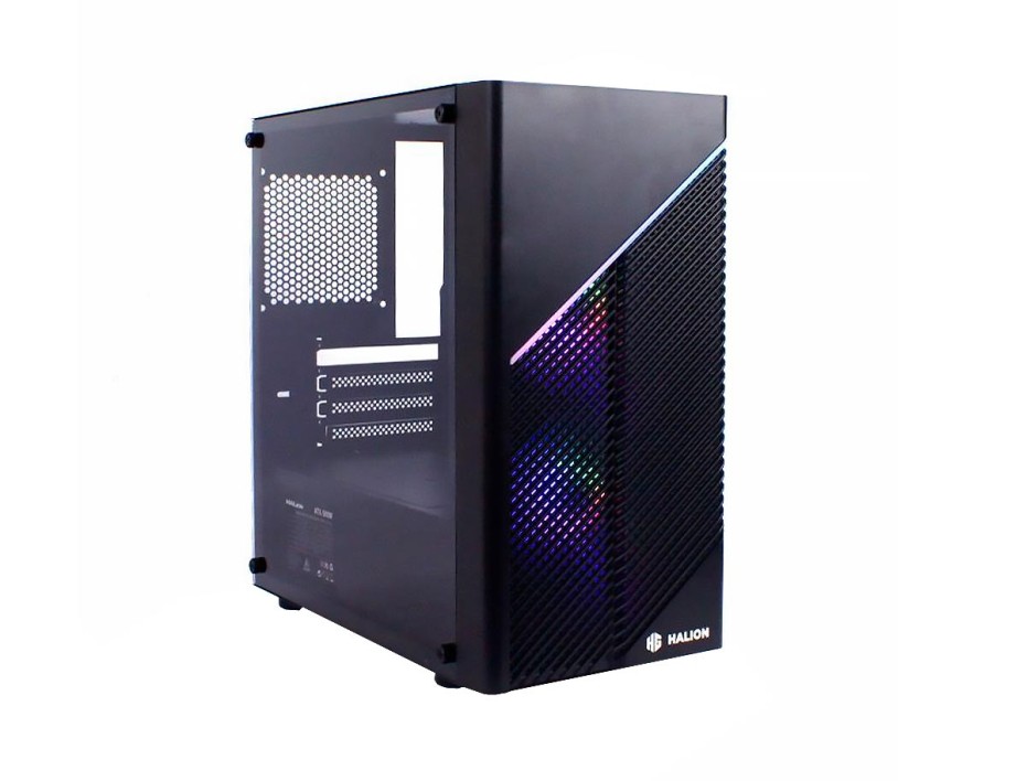 CASE HALION STAR M5 500W 1 PANEL VIDRIO 2, PANEL MALLA MIXTA , FAN LED - RGB (HA-STAR M5)