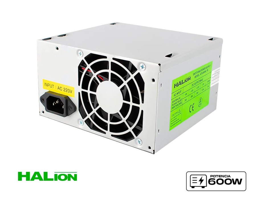 Fuente De Poder Halion 600w Atx600 (atx-600w-p8) Atx, No Modular, Gris