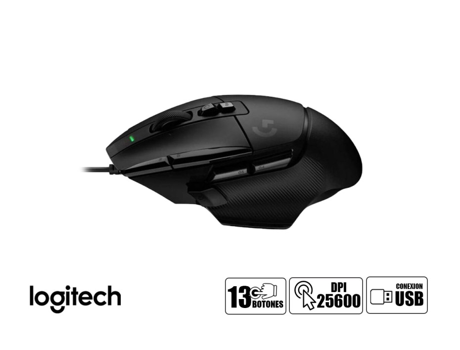 Mouse Logitech G502 X Gaming (910-006136) Hasta 25.600 Dpi, 13 Botones Programables, Negro