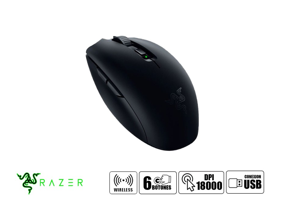 MOUSE RAZER OROCHI V2 WIRELESS BLUETOOTH HYPERSPEED, SENSOR HASTA 18000 DPI, CON 6 BOTONES PROGRAMABLES, CONEXION USB, COLOR NEGRO  (RZ01-0373)