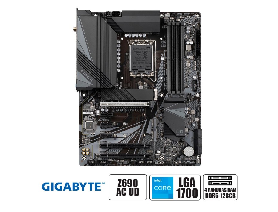 PLACA MADRE GIGABYTE Z690 AC UD OEM D5, CON WIFI, PARA MEMORIAS DDR5, LGA 1700 ( Z690 UD AC 1.0 Y1OEM )