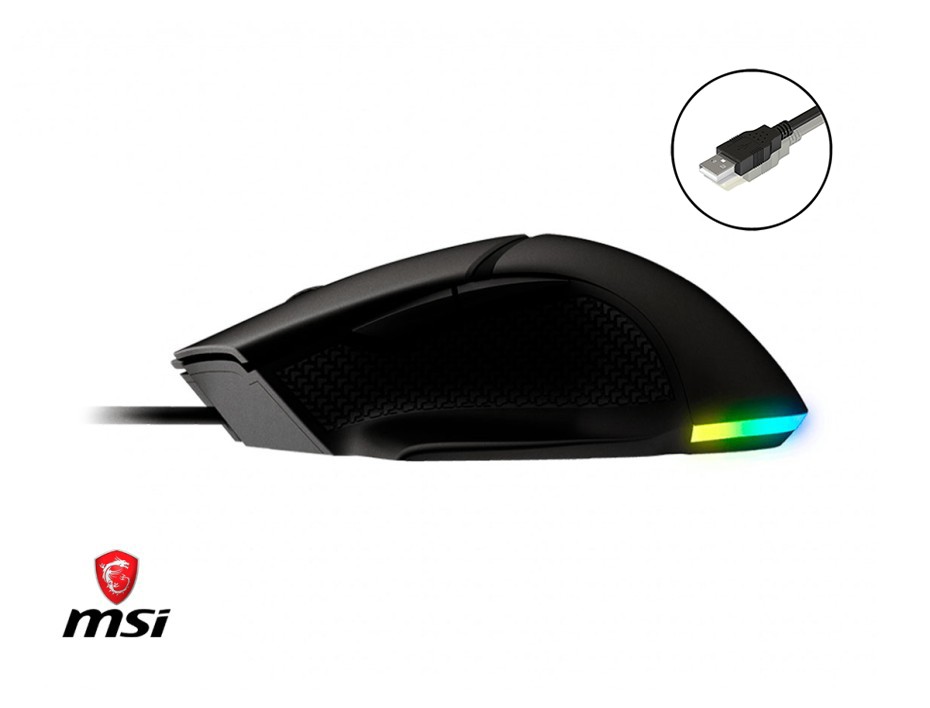 MOUSE MSI CLUTCH GM20 GAMING ELITE, SENSOR HASTA 6400 DPI, ILUMINACION RGB, CON 6 BOTONES, CONEXION USB, COLOLR NEGRO (CLUTCH GM20 ELITE)