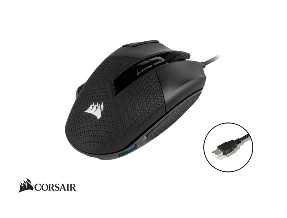 Mouse Corsair Nightsword Rgb Gaming (ch-9306011-na) Hasta 18.000 Dpi, 8 Botones Programables, Rgb, Negro