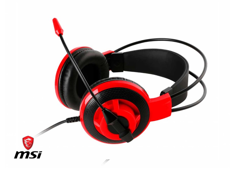 Auricular Msi Gaming Ds501 (ds501) Con Microfono, Interfaz Jack 3.5 Mm, Negro C/ Rojo