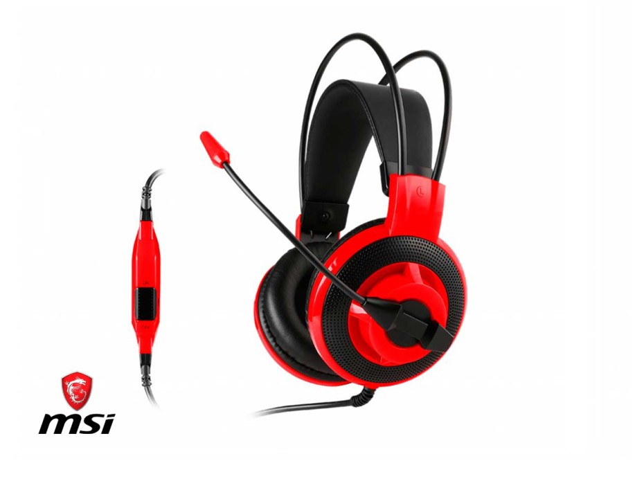 Auricular Msi Gaming Ds501 (ds501) Con Microfono, Interfaz Jack 3.5 Mm, Negro C/ Rojo