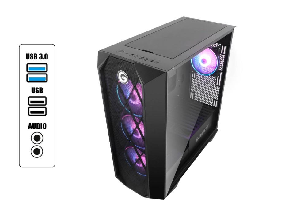 Case Gambyte Shadow Blade S/fuente (shadow Blade) Panel De Vidrio | 4 Ventiladores | Led Argb | Negro