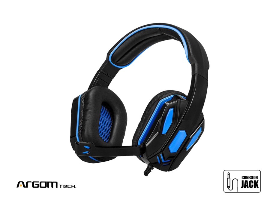 Auricular Argomtech Combat H545 Gaming (arg-hs-2845bk) Con Microfono, Azul C/ Negro