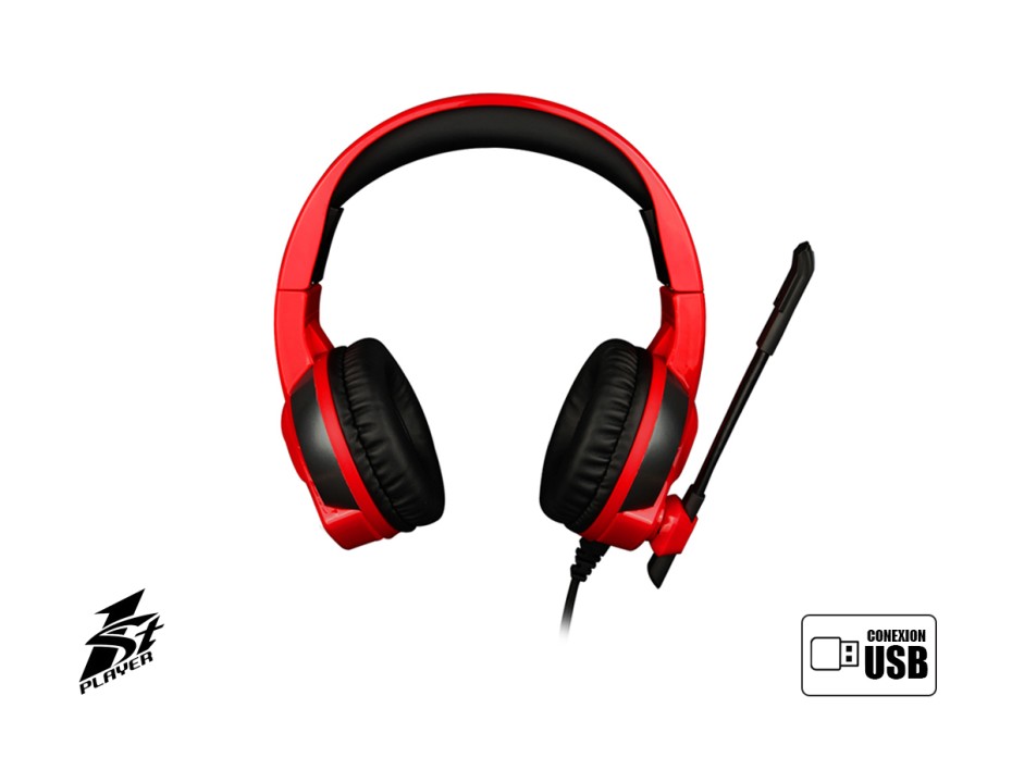 Auricular 1stplayer Portable Gaming (x-fun X1) Con Microfono, Interfaz Usb, Rgb, Color Rojo