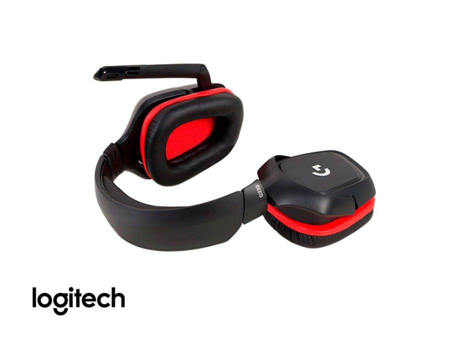 AURICULAR LOGITECH G332 GAMING, CON MICROFONO, CONEXION JACK 3.5, CONTROL DE VOLUMEN, ALMOHADILLAS SUAVES, NEGRO C/ ROJO (981-000755)