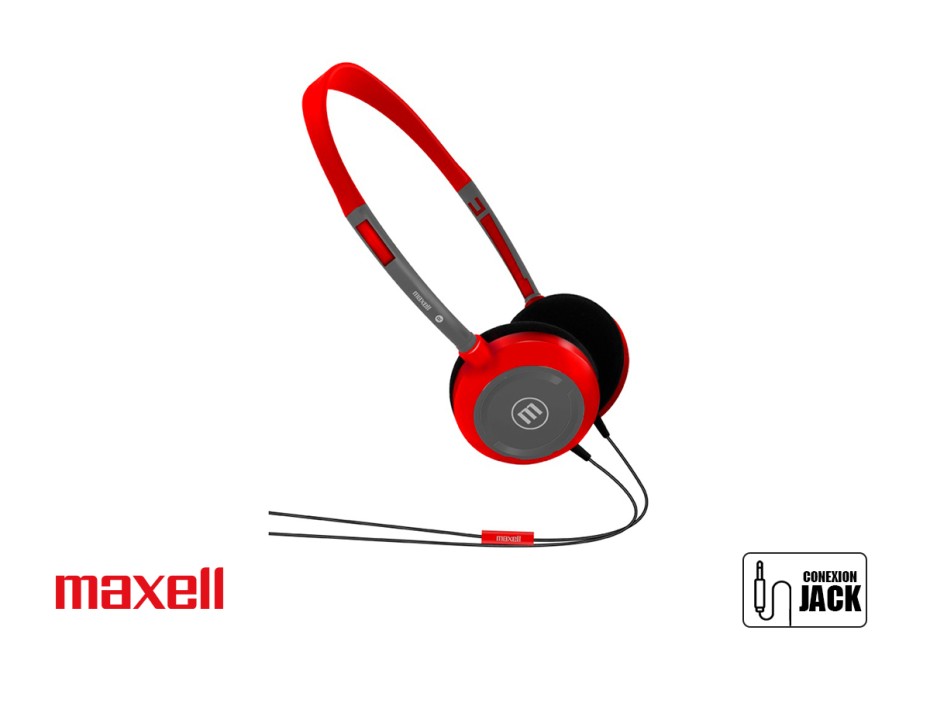 Auricular Maxell Hp-200 Ultra Light (348408) Con Microfono, Rojo / Gris