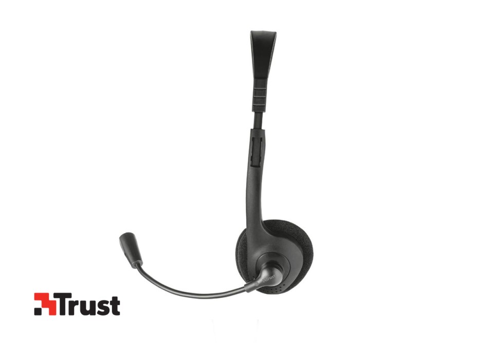 Auricular Trust Hs-100 Analogico Para Video Llamada, Con Microfono, Conexion A Cable, Control De Volumen, Almohadillas Suaves, Color Negro (tr6776ac)