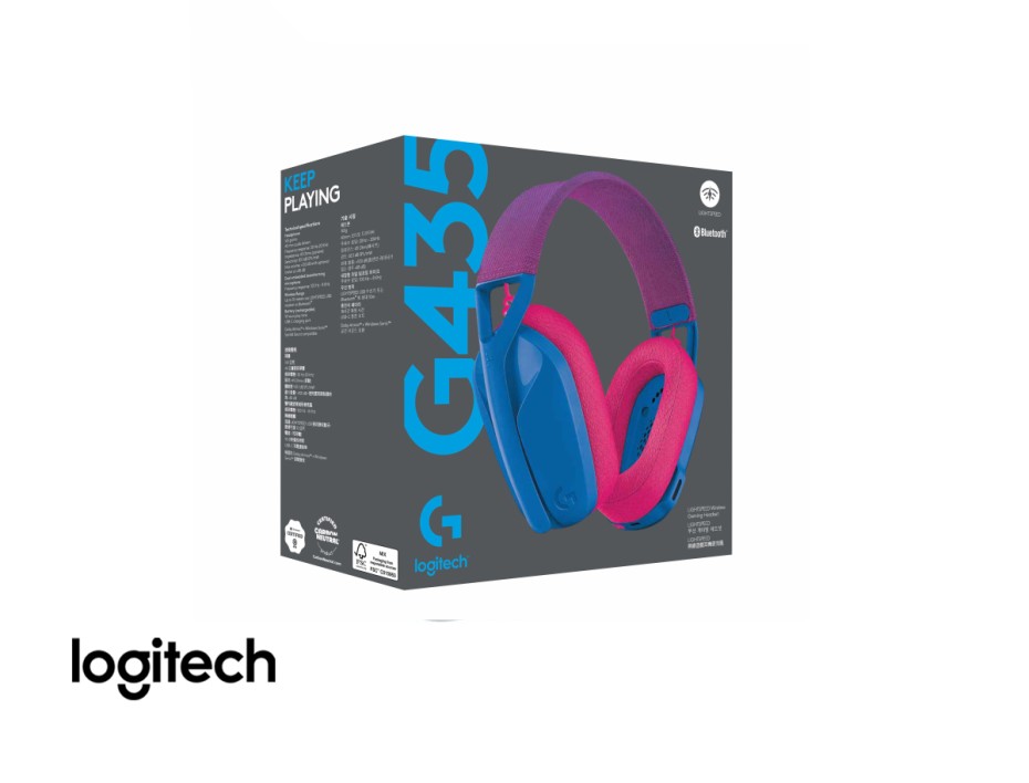 Auricular Inalambrico Logitech Lightspeed G435 Gaming (981-001061) Con Microfono, Azul / Rosado