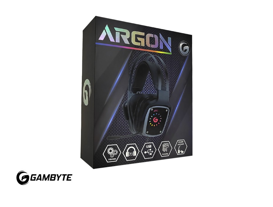 Auricular Gambyte Argon Gaming 7.1 (gi-argon-mr) Con Microfono, Interfaz Usb, Rgb, Negro