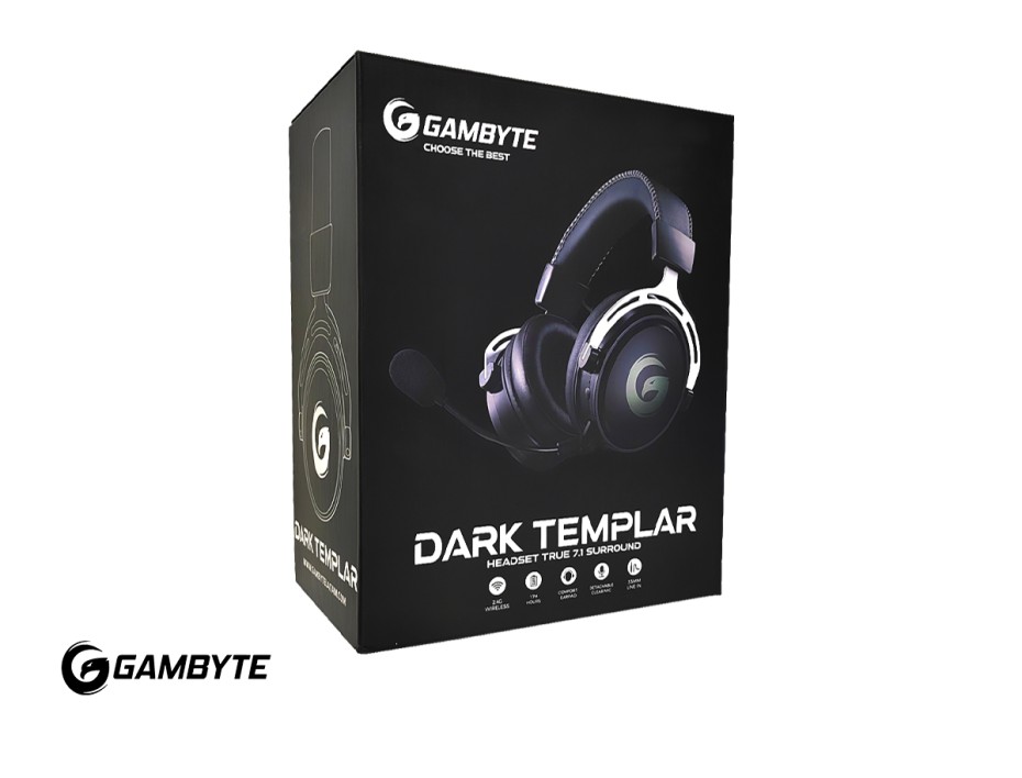 Auricular Inalambrico Gambyte Dark Templar Gaming 7.1 (bmbh415as) Con Microfono, Interfaz Jack 3.5 Mm, Negro C/ Gris