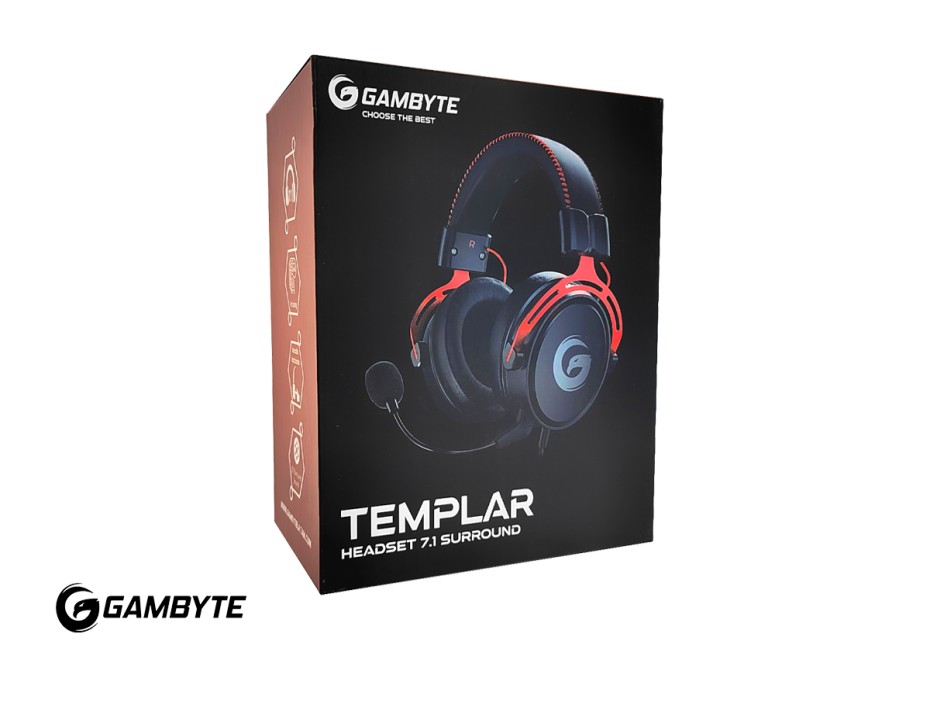 Auricular Gambyte Templar 7.1 Gaming (bmbh43ar) Con Microfono, Interfaz Jack 3.5 Mm, Negro C/ Rojo