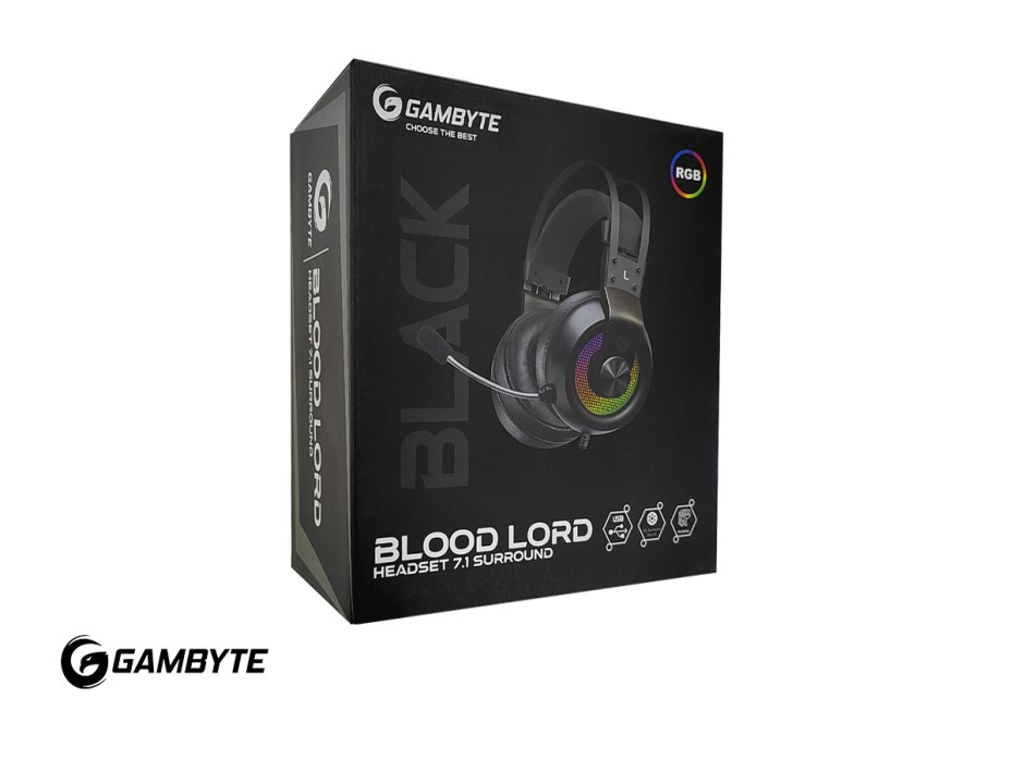 Auricular Gambyte Blood Lord Gaming 7.1 (bmbh357ab) Con Microfono, Interfaz Usb, Jack 3.5 Mm, Rgb, Negro