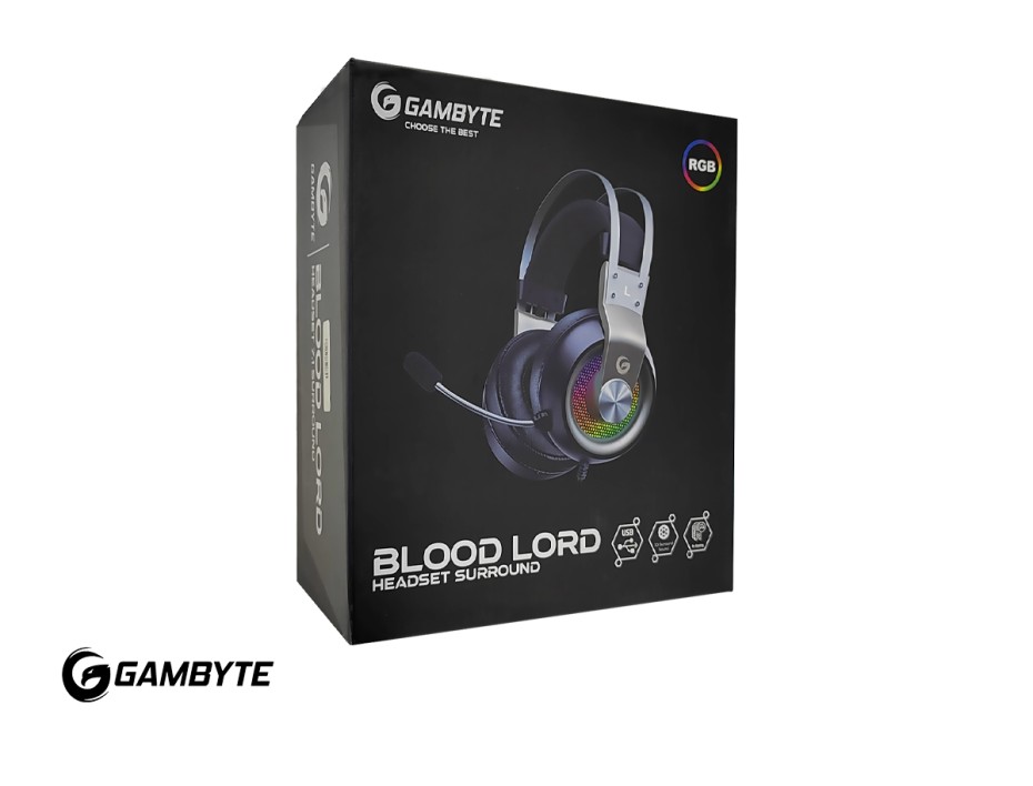 Auricular Gambyte Blood Lord Gaming 7.1 (bmbh357ah) Con Microfono, Interfaz Usb, Jack 3.5 Mm, Rgb, Gris