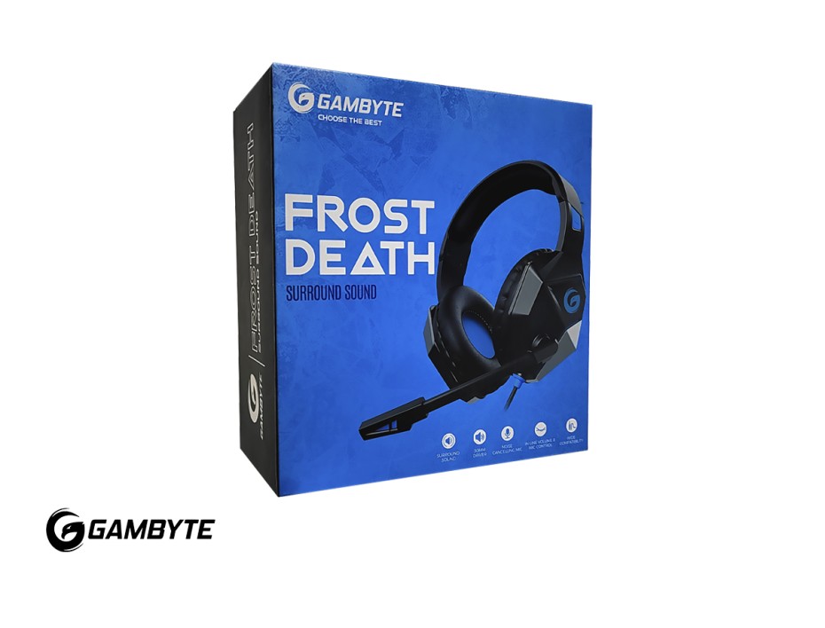 Auricular Gambyte Frost Death Gaming 7.1 (bmbh414ad) Con Microfono, Interfaz Usb, Jack 3.5 Mm, Led Azul, Azul