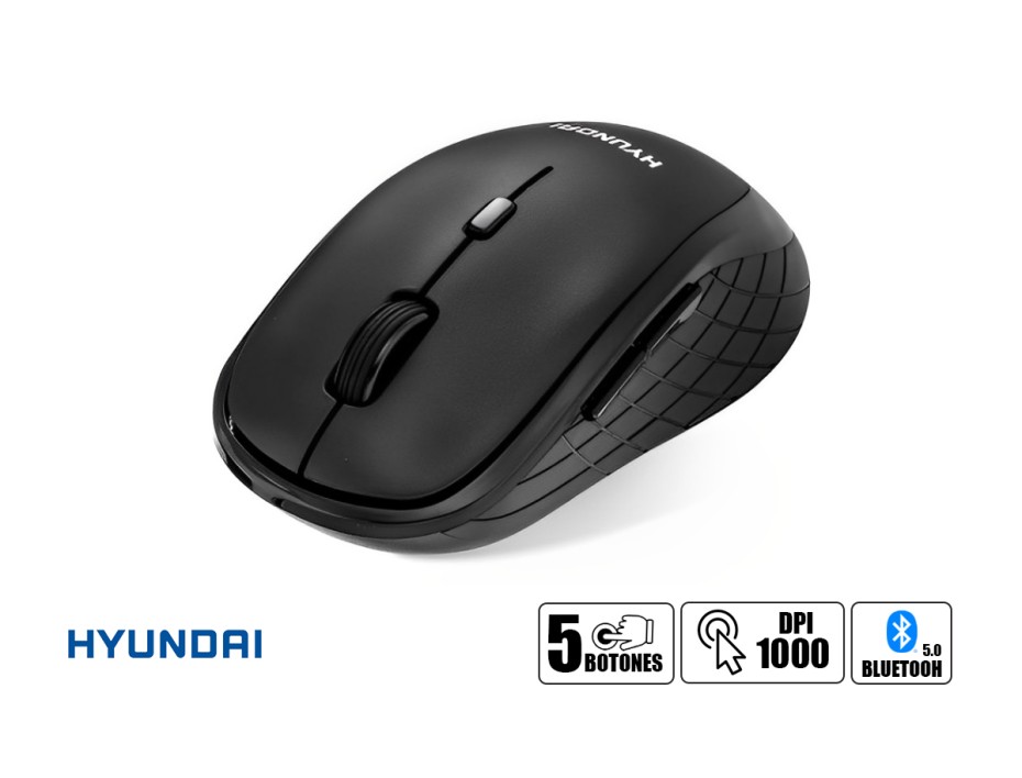 Mouse Hyundai Bluetooth Dark Gray (hy4984ac) Hasta 1000 Dpi, 5 Botones, Negro