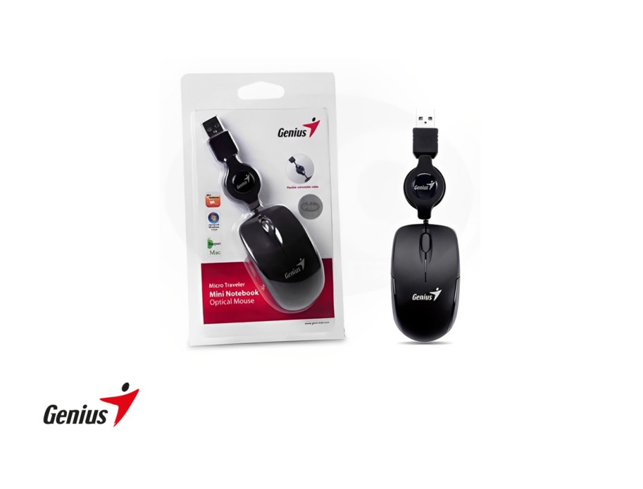 MOUSE MINI GENIUS MICRO TRAVELER V2, SENSOR HASTA 1000 DPI, CONEXION USB, 3 BOTONES, COLOR BLACK (31010125100)