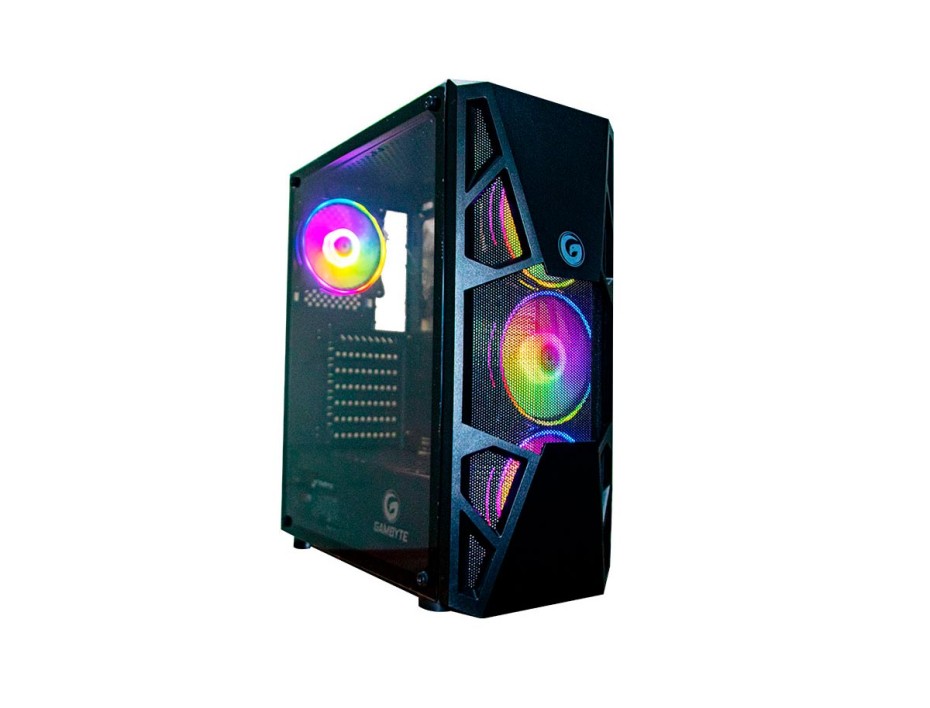 Case Gambyte Cyclop Fuente 600w (cf-cl3303) Panel De Vidrio, 4 Ventiladores, Led Argb, Negro