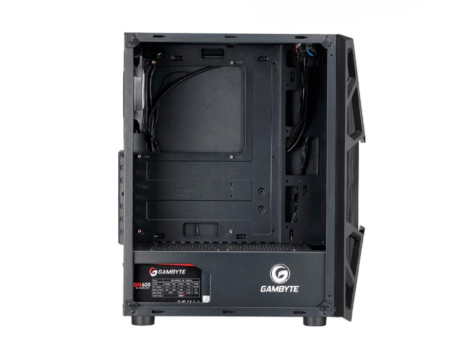 Case Gambyte Cyclop Fuente 600w (cf-cl3303) Panel De Vidrio, 4 Ventiladores, Led Argb, Negro