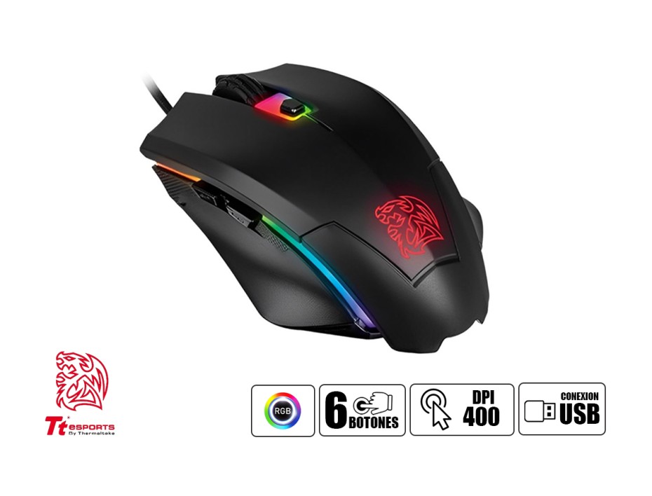 Pad Mouse + Mouse Thermaltake Talon Elite Gaming (mo-ter-wdotbk-01) Hasta 400 Dpi, Rgb